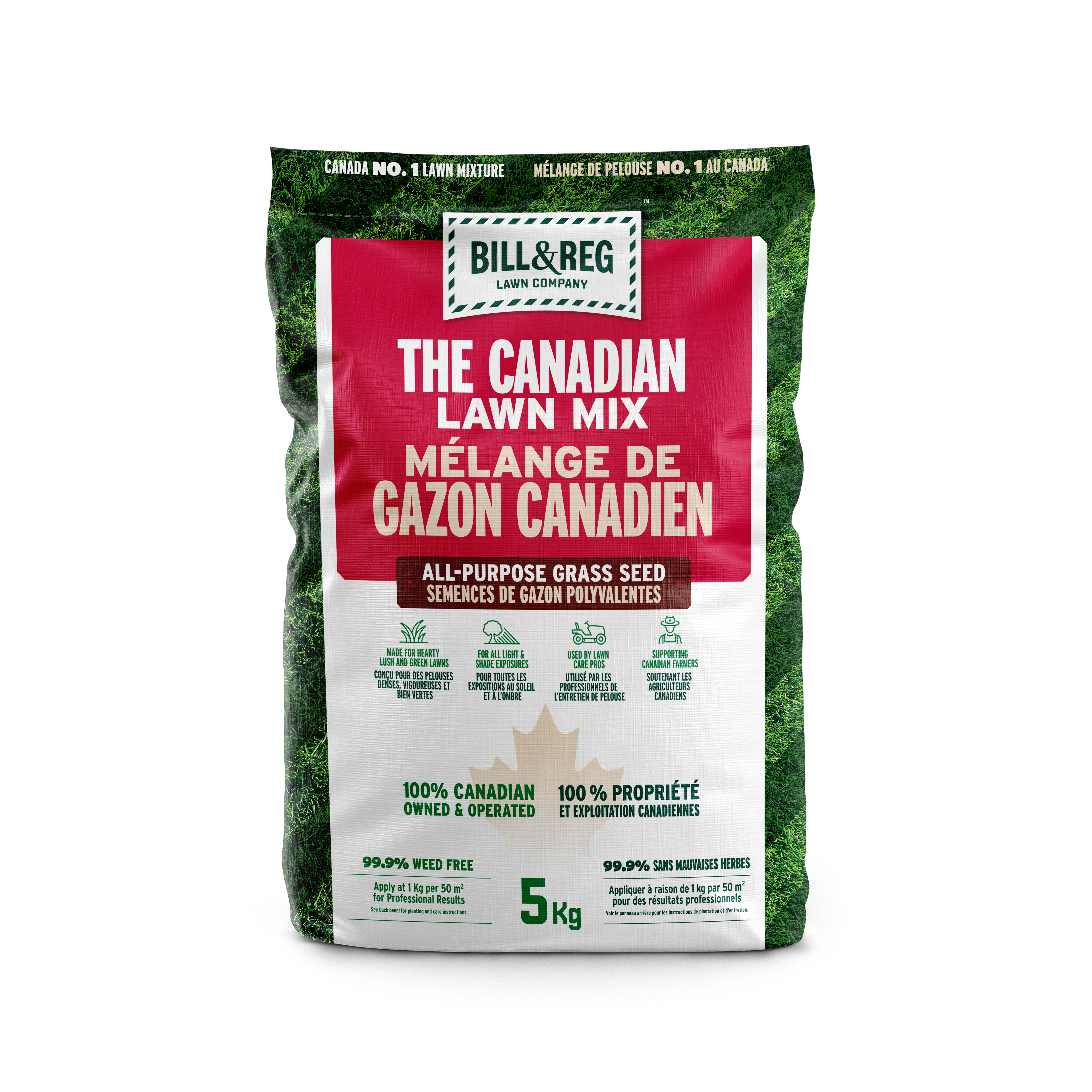Bag of Bill & Reg The Canadian Lawn Mix on a white background