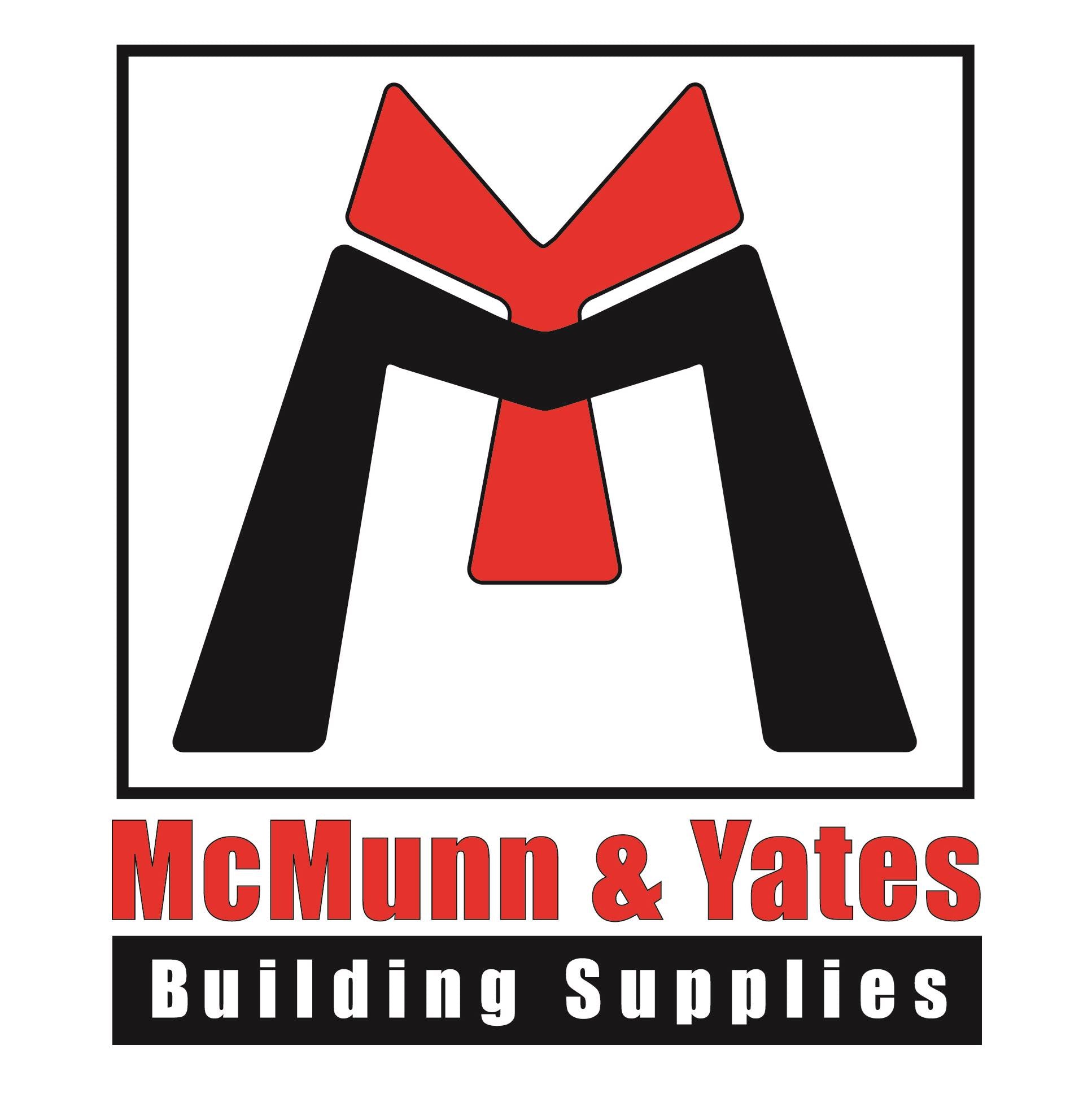 Logo of McMunn & Yates Building Supplies with a red and black 'M' on a white background.